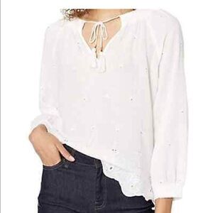 Lucky Brand boho blouse embroidered peasant blouse large boho chic